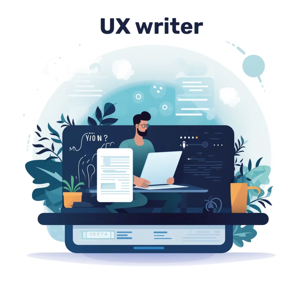 illustration personne qui écrit sur ordinateur ux writer