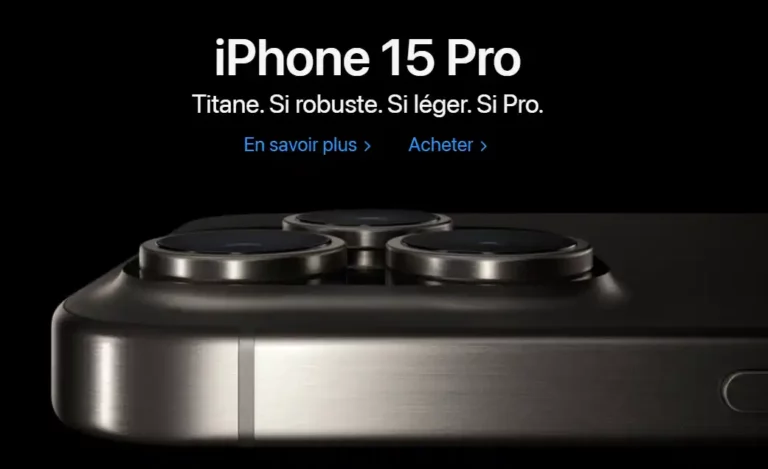 Screenshot de la proposition de valeur unique de l’iPhone 15 Pro