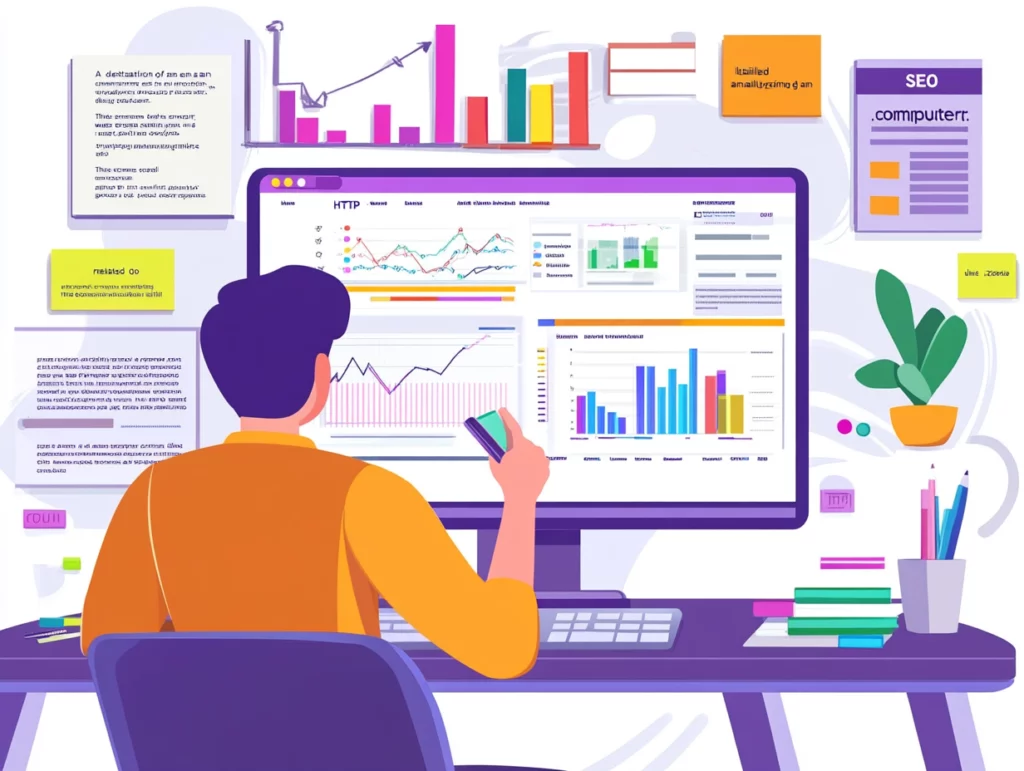 illustration d'un consultant SEO faisant une analyse de logs